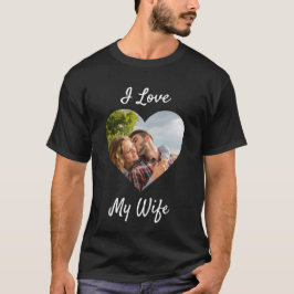 Camiseta Me encanta mi esposa Personalizado del corazón. Fo