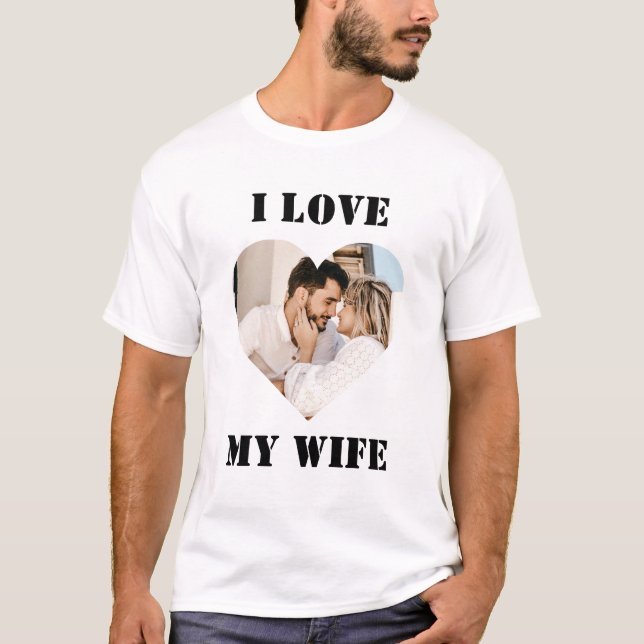 Camiseta Me encanta mi esposa Personalizado del corazón. Fo (Anverso)