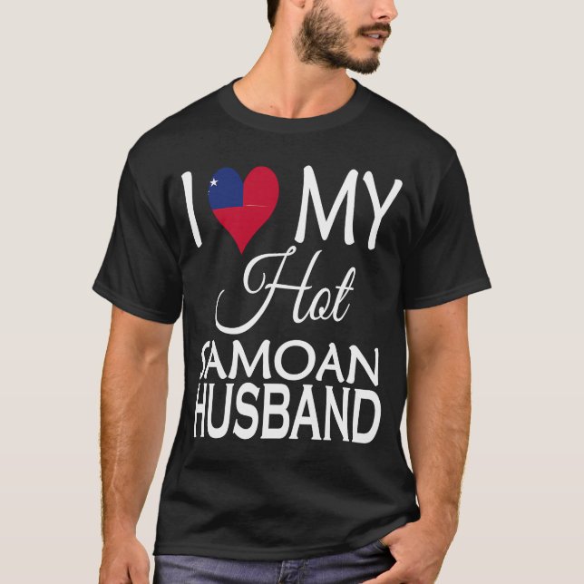 Camiseta Me encanta mi esposo samoano caliente Samoa Bander (Anverso)