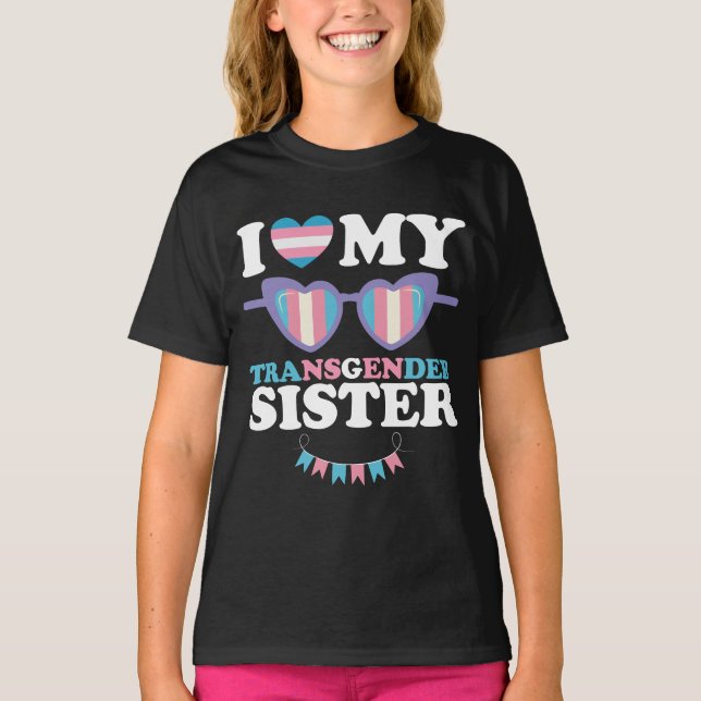 Camiseta Me encanta mi familia hermana transgénero Trans LG (Anverso)