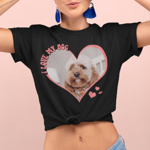 Camiseta Me encanta mi foto de corazón de perro negro