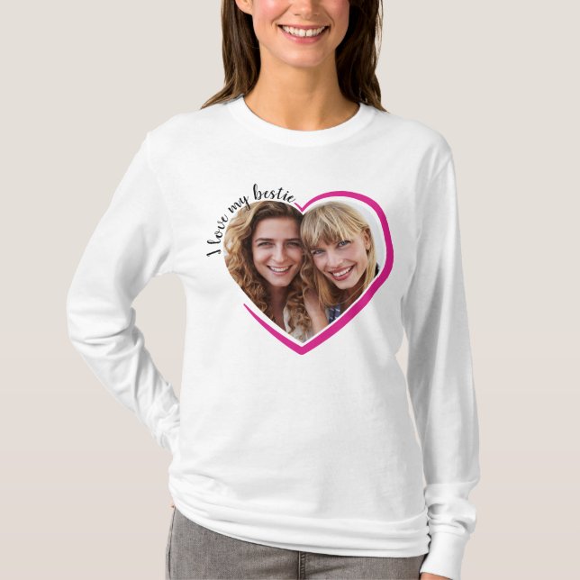 Camiseta Me encanta mi foto de corazón rosado (Anverso)
