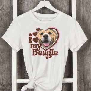 Camiseta Me encanta mi foto de corazón rosado Personalizado