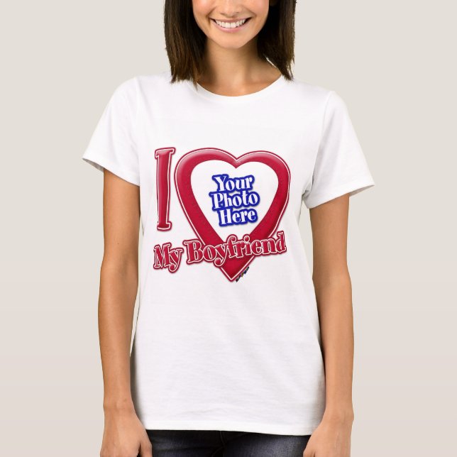Camiseta Me encanta mi foto de mi novio, corazón rojo (Anverso)