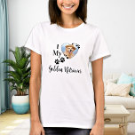Camiseta Me encanta mi foto de perro de corazón lindo recup<br><div class="desc">¡Lleva a tu mejor amigo a donde vayas con esta camiseta de amante de los perros mascota, recuperador de oro y personalizado! ¡Un deber para cada amante de los perros, mamá de los perros y papá de los perros! Una diversión que amo a mi perro, esta cita de la camisa...</div>