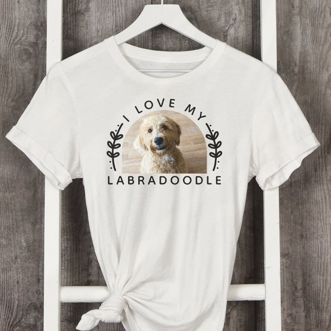 Camiseta Me encanta mi foto de perro de Labradoodle (Subido por el creador)