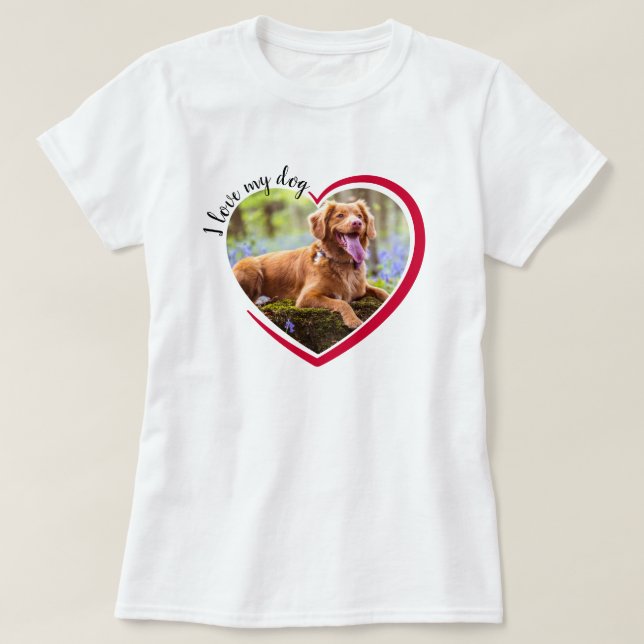Camiseta Me encanta mi foto del corazón del perro (Diseño del anverso)