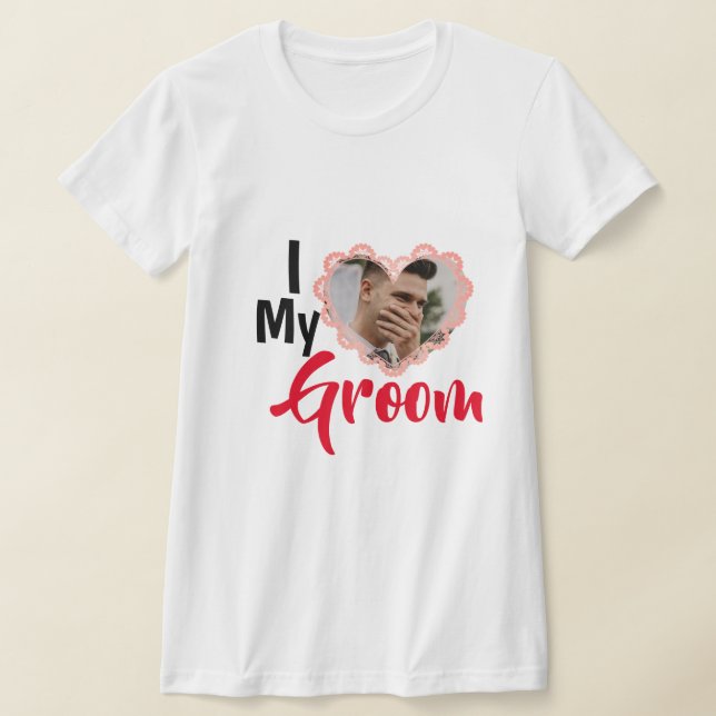 Camiseta Me encanta mi foto personalizada de Boda de corazó (Distribución)