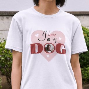 Camiseta Me encanta mi foto personalizada de color rosa roj