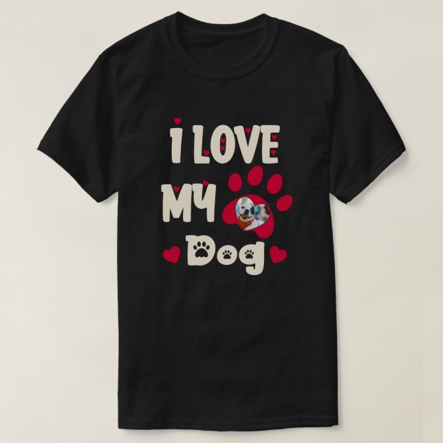 Camiseta Me encanta mi foto personalizada de Perro Paw (Diseño del anverso)