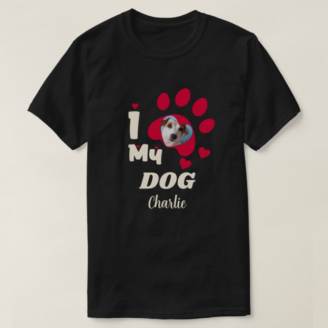 Camiseta Me encanta mi foto y nombre personalizados de Perr (Diseño del anverso)