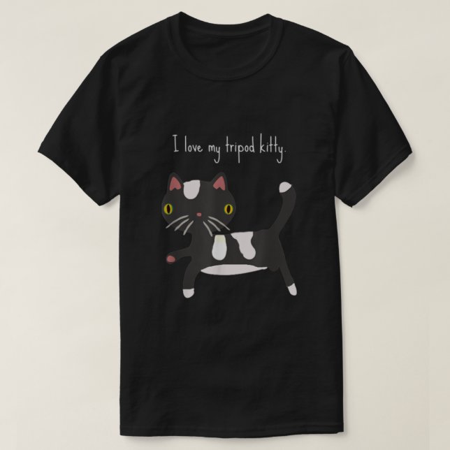 Camiseta Me encanta mi gatito de trípode de tres patas de g (Diseño del anverso)