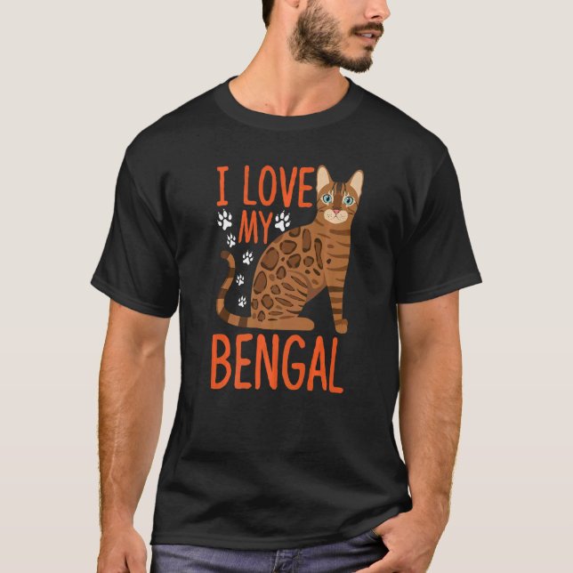 Camiseta Me encanta mi gato bengalí bengalí disfraz gato be (Anverso)