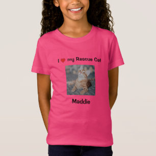 Camiseta Me encanta mi gato de rescate   Nombre y foto cami