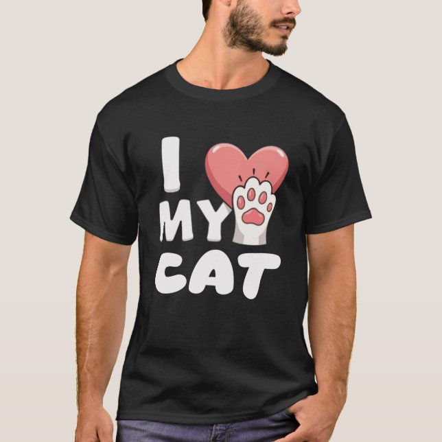 Camiseta Me encanta mi gato - Diseño de una hoja de gato (Anverso)