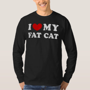 Camiseta Me Encanta Mi Gato Gordo. Corazón Mi Gato Gordo.