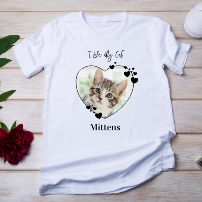 Camiseta Me encanta mi gato Mascota de corazón personalizad (Subido por el creador)