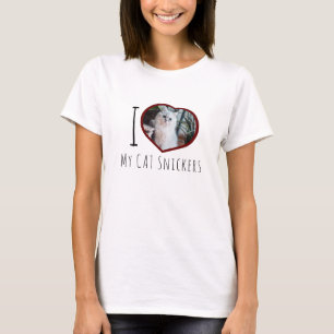 Camiseta Me encanta mi gato nombre personalizado foto coraz