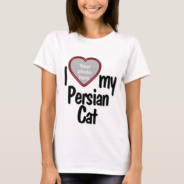 Camiseta Me encanta mi gato persa - Corazón rojo lindo (Anverso)