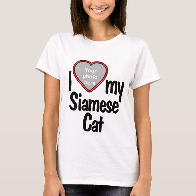 Camiseta Me encanta mi gato siamés - marco fotográfico de c (Anverso)