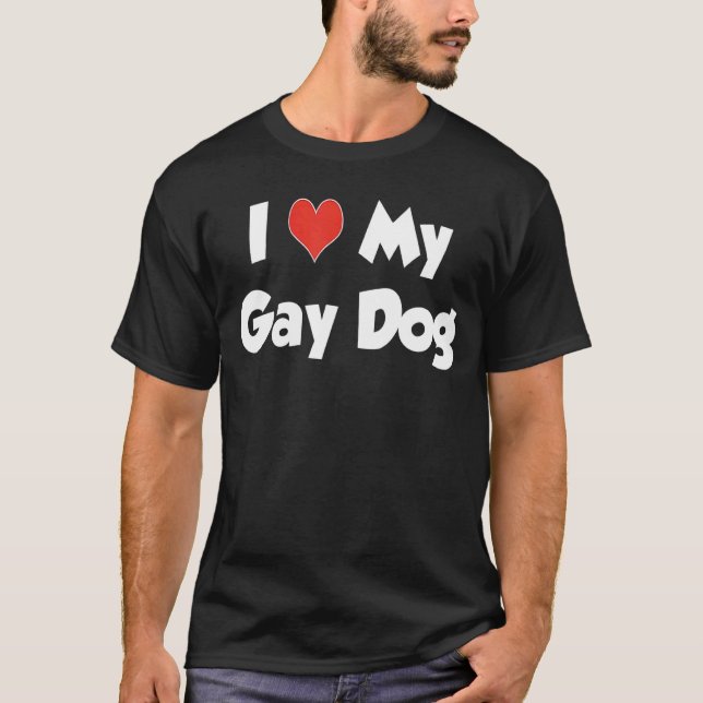 Camiseta Me Encanta Mi Gay Dog Heart Lgbt Mascota Orgullo P (Anverso)