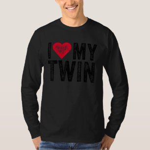 Camiseta Me Encanta Mi Gemelo De Corazón Rojo Gracioso Retr