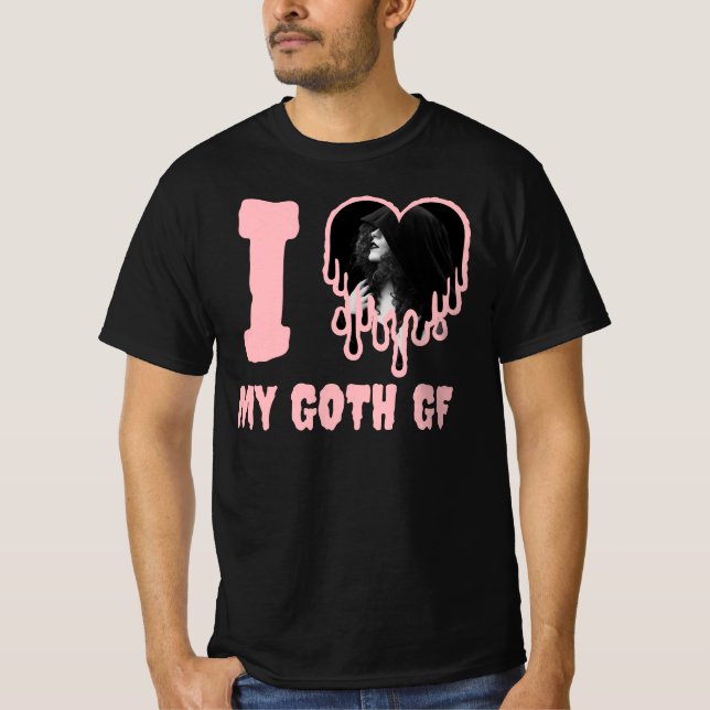 Camiseta Me encanta mi Gótico GF Foto de corazón goteo rosa (Anverso)