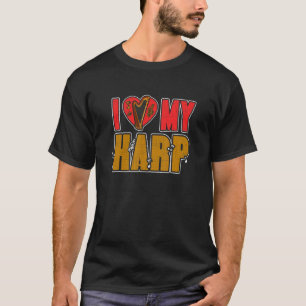 Camiseta Me encanta mi Harp Harpist Clásico Music Harp Play