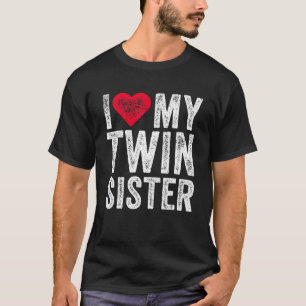 Camiseta Me Encanta Mi Hermana Gemela Rojo Corazón Dolor Re