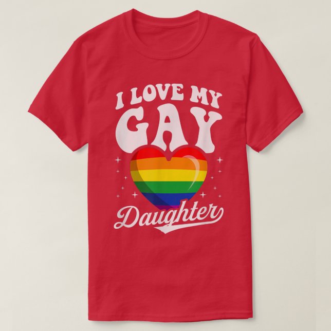 Camiseta Me Encanta Mi Hija Gay Cul LGBTQ Orgullosa Mamá Pa (Diseño del anverso)