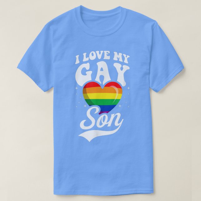 Camiseta Me Encanta Mi Hijo Gay Cuidada LGBTQ Orgullosa Mad (Diseño del anverso)