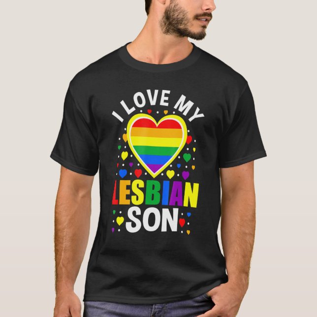 Camiseta Me Encanta Mi Hijo Gay Lgbtq Orgullo Gay Mes Escuc (Anverso)