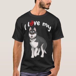 Camiseta Me encanta mi Husky Perro Siberiano Blanco y Negro