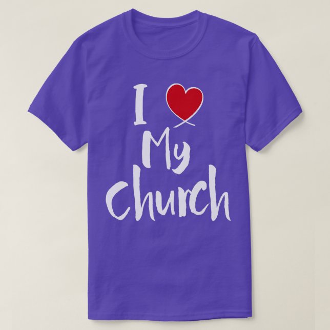 Camiseta Me encanta mi iglesia corazón cristiano lindo VBS (Diseño del anverso)