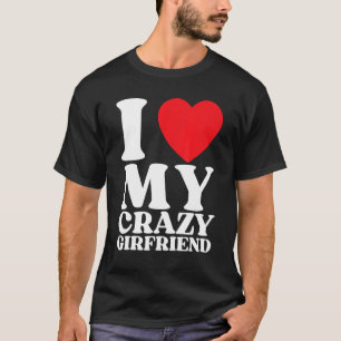 Camiseta Me Encanta Mi Loca Novia Corazón Rojo Mi Loco Fbi