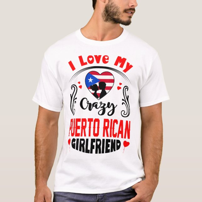 Camiseta Me encanta mi loca novia puertorriqueña Valentine (Anverso)