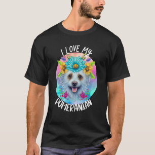 Camiseta Me Encanta Mi Madre Perro Pomerania Flores De Cach