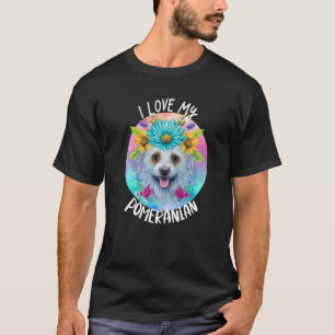 Camiseta Me Encanta Mi Madre Perro Pomerania Flores De Cach