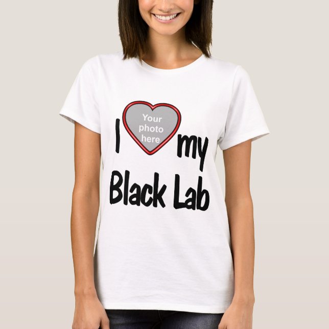 Camiseta Me encanta mi marco de fotos de Black Lab Cute Red (Anverso)