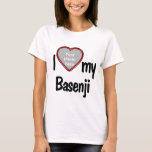 Camiseta Me encanta mi marco fotográfico Basenji Cute Red H<br><div class="desc">Esta divertida camiseta te permitirá mostrar cuánto amas a tu Basenji! La camiseta tiene un marco fotográfico en forma de corazón divertido donde puedes subir una foto de tu propio Basenji. Los amantes del perro se enamorarán de esta divertida camiseta de personalizable que te permite subir tu propia foto.</div>