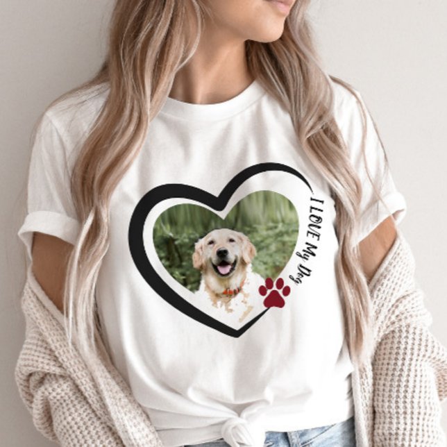 Camiseta Me encanta mi Mascota de perro, foto de corazón de (Subido por el creador)