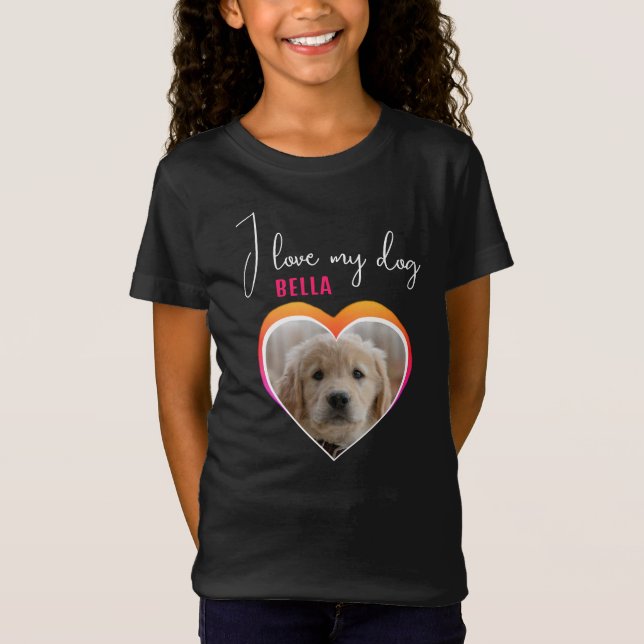 Camiseta Me encanta mi Mascota del corazón del perro. Foto  (Anverso)
