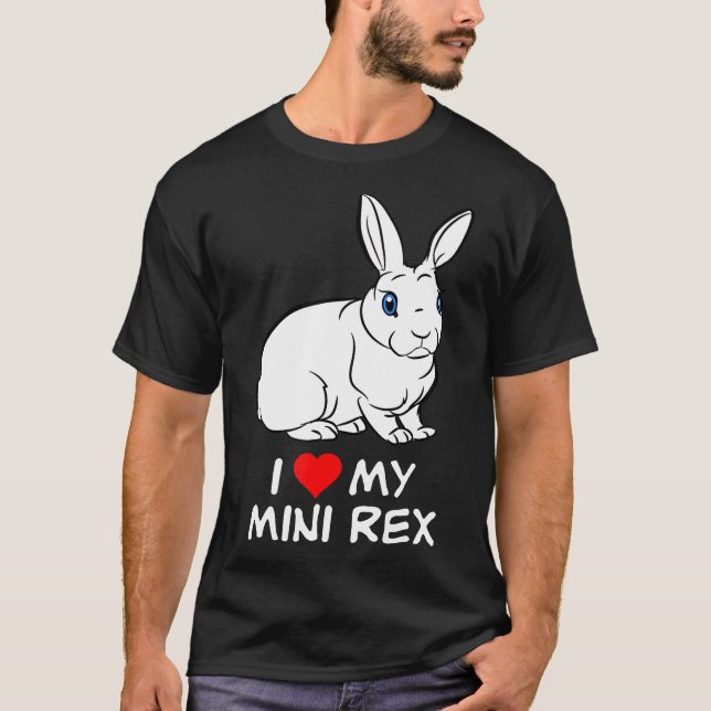 Camiseta Me Encanta Mi Mini Conejo De Rex Blanco Ojado (Anverso)