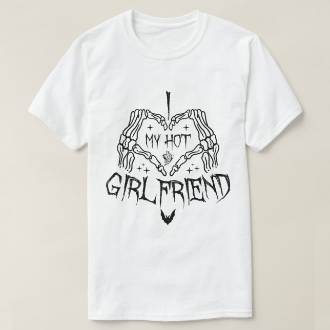 Camiseta Me Encanta Mi Novia Caliente Halloween Skeleton Fu (Diseño del anverso)