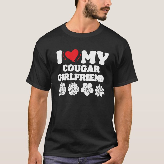 Camiseta Me Encanta Mi Novia Cougar, Corazón Mi Chica Couga (Anverso)