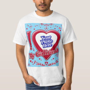 Camiseta Me encanta mi novia foto corazón rojo turquesa
