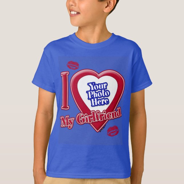 Camiseta Me Encanta Mi Novia Foto Red Hearps D R Blue (Anverso)