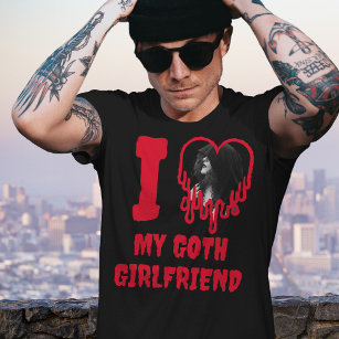 Camiseta Me encanta mi novia Gótico que gotea foto de coraz