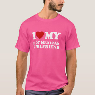 Camiseta Me Encanta Mi Novia Mexicana Caliente, Corazón Mi