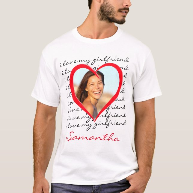 Camiseta Me encanta mi novia Personalizado de corazón rojo (Anverso)